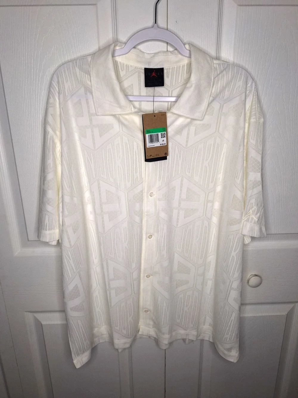 Jordan Flight Short Sleeve Knit Button Down White HF9363 133 size XL